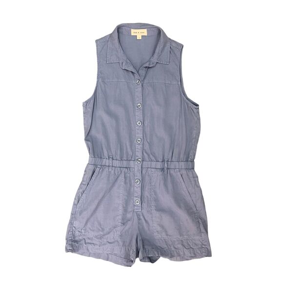 Cloth & Stone Utility Romper Womens S Small Blue Jay Sleeveless Collared *READ - Picture 1 of 12
